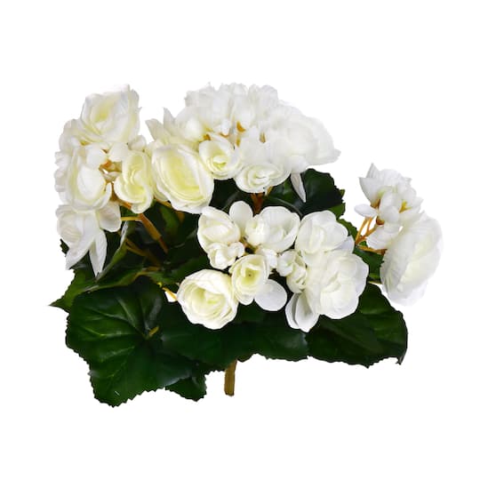 9.5" White Artificial Polyester Begonia Bush By Vickerman | Michaels®